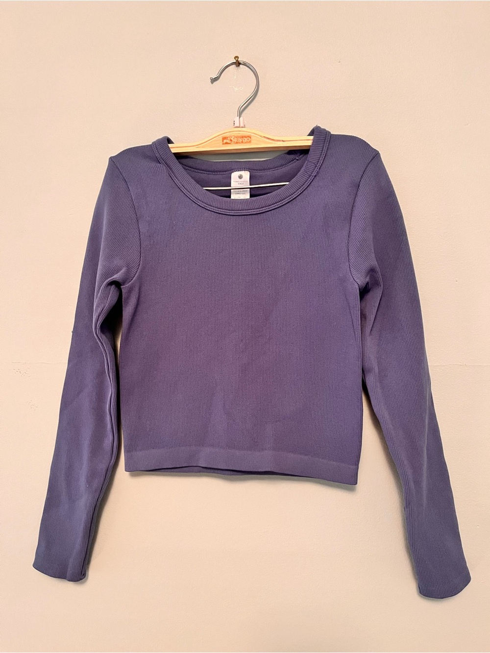 Slate Blue Long Sleeve Ribbed Crop Top